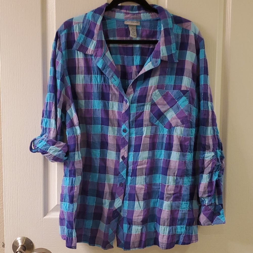 Colorful button down top